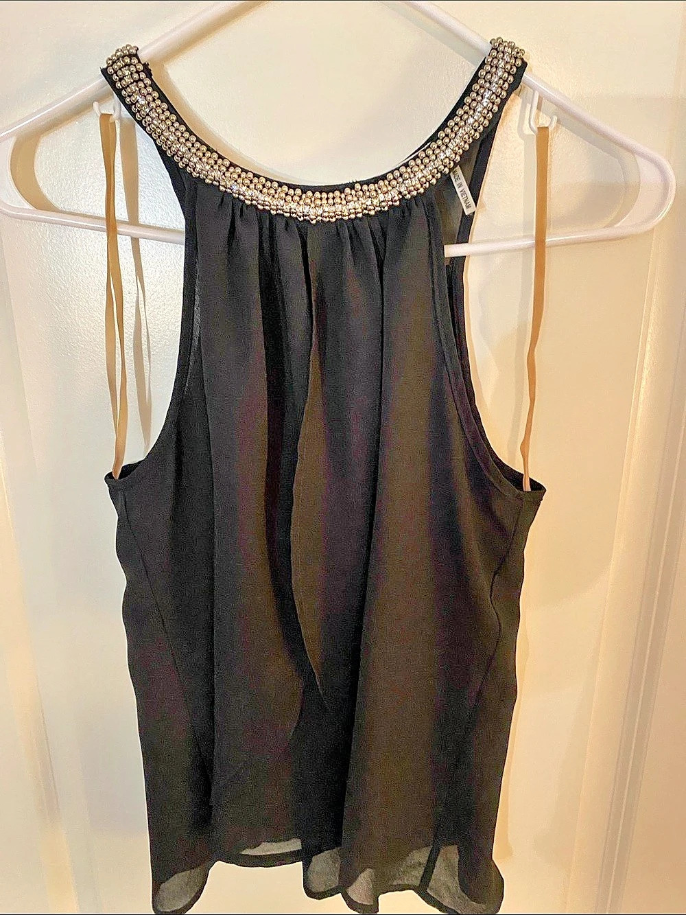 HAE Black Embellished Neck Tank Top
